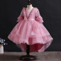Polyester Princess & Ball Gown Girl One-piece Dress & short front long back patchwork Solid PC