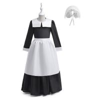 Polyester Children Maid Set white and black Set
