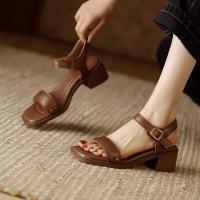 Microfiber PU Synthetic Leather & Rubber Women Sandals & breathable patchwork Solid Apricot Pair