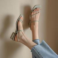 Microfiber PU Synthetic Leather & Rubber Women Sandals & breathable patchwork Solid Apricot Pair