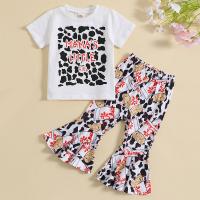 Cotton Slim Girl Clothes Set & two piece Pants & top printed striped multi-colored Set