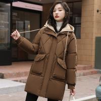 Polyester Plus Size Women Parkas mid-long style & thicken & thermal patchwork PC