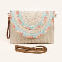 Paper easy cleaning & Tassels Clutch Bag attached with hanging strap Solid beige PC