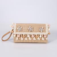 Straw Tassels Clutch Bag durable & double layer Solid khaki PC