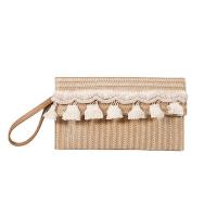 Cotton Linen Beach Bag & Easy Matching & Tassels Clutch Bag Solid khaki PC