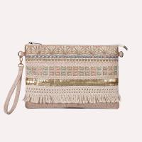 Cotton Linen Beach Bag Clutch Bag durable & large capacity & portable khaki PC