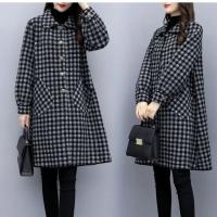 Polyester Plus Size Women Coat thicken & thermal plaid black PC