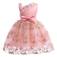 Polyester Princess & Ball Gown Girl One-piece Dress patchwork butterfly pattern pink PC