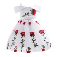 Polyester Princess & Ball Gown Girl One-piece Dress patchwork floral white and black PC