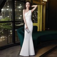 Polyethylene fiber-Ethylene Mermaid Long Evening Dress & One Shoulder patchwork Solid PC