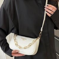 PU Leather Box Bag Crossbody Bag with chain & sewing thread Lichee Grain PC