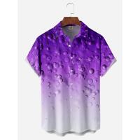 Polyester Plus Size Men Short Sleeve Casual Shirt printed purple PC