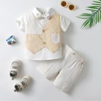 Cotton Boy Clothing Set & two piece & fake two piece Pants & top patchwork Solid Set