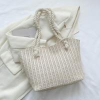 Straw Woven Shoulder Bag large capacity & soft surface white PC