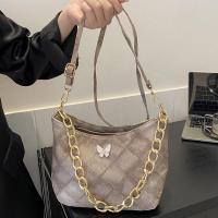 PU Leather Box Bag Shoulder Bag with chain plaid PC