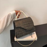 Straw Box Bag Woven Tote with chain PC
