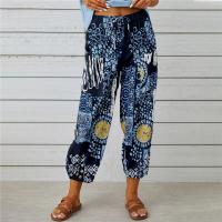 Cotton Linen Nine Point Pants Women Casual Pants & loose printed PC