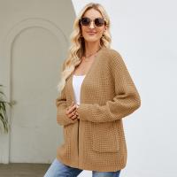 Acrylic Women Cardigan & loose & with pocket knitted Solid PC