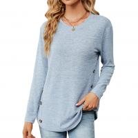 Polyester Women Long Sleeve T-shirt & loose & breathable Solid PC