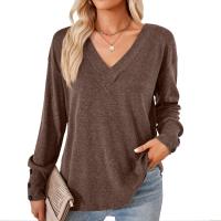 Polyester Soft Women Long Sleeve T-shirt & breathable Solid PC