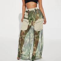 Polyester Slim Maxi Skirt printed camouflage green PC