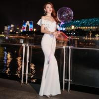 Polyethylene fiber-Ethylene Long Evening Dress backless & off shoulder patchwork Solid :2XL PC