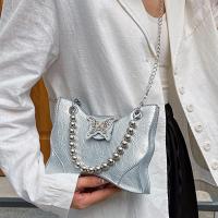 PU Leather Crossbody Bag with chain & sewing thread Solid PC