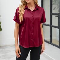 Spandex & Polyester Women Short Sleeve Shirt Solid PC