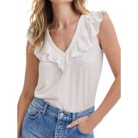 Polyester & Cotton scallop Women Sleeveless T-shirt Solid PC