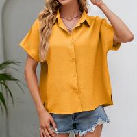 Spandex & Polyester Women Short Sleeve Shirt & loose Solid PC