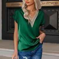 Spandex & Polyester T-shirts femmes à manches courtes Dentelle plus de couleurs pour le choix pièce