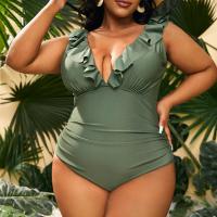 Polyester Plus Size One-piece Swimsuit backless & padded Solid PC