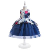 Polyester Slim & Princess Girl One-piece Dress large hem design floral PC