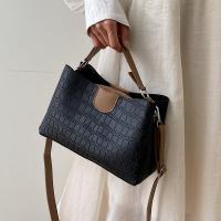 PU Leather Box Bag Handbag attached with hanging strap crocodile grain PC