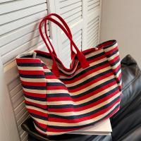 Canvas Tote Bag Shoulder Bag large capacity & soft surface striped PC