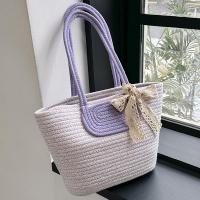 Straw with silk scarf Woven Shoulder Bag soft surface PC