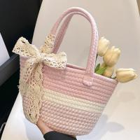Straw with silk scarf Woven Tote soft surface PC