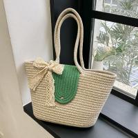 Straw with silk scarf Woven Shoulder Bag hardwearing PC