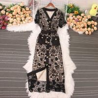 Lace & Polyester Slim & High Waist One-piece Dress embroidered : PC
