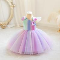 Polyester Ball Gown Girl One-piece Dress Cute & with bowknot Solid PC