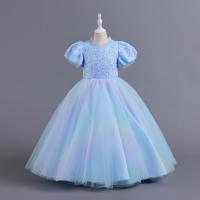 Sequin & Polyester Ball Gown Girl One-piece Dress large hem design Solid PC