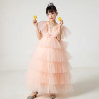 Polyester Ball Gown Girl One-piece Dress large hem design  Solid PC