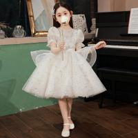 Sequin & Polyester Girl One-piece Dress Cute & large hem design  & breathable Solid PC