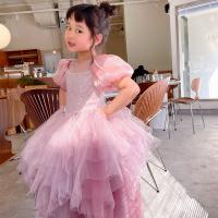 Sequin & Polyester Girl One-piece Dress Cute & irregular & breathable Solid pink PC