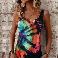 Polyester Women Sleeveless T-shirt & sweat absorption & breathable printed PC
