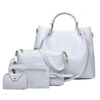 PU Leather Bag Suit large capacity & four piece & attached with hanging strap crocodile grain PC