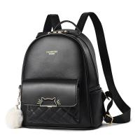 PU Leather hard-surface Backpack with hanging ornament & large capacity Solid PC
