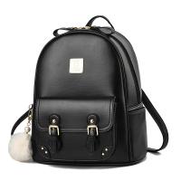 PU Leather hard-surface Backpack with hanging ornament & large capacity Solid PC