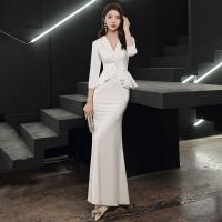 Polyethylene fiber-Ethylene Slim & Mermaid Long Evening Dress patchwork Solid white and black PC