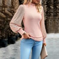 Sequin & Polyester Slim Women Long Sleeve Blouses Solid PC